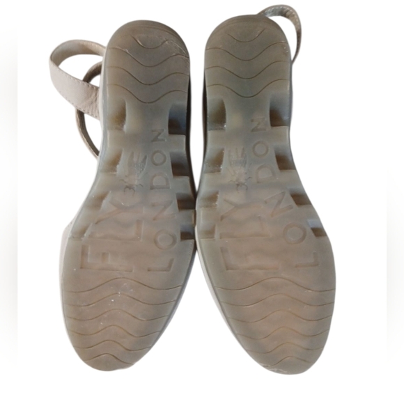Fly London Cream Sandals with Ankle Strap and Contoured Footbed - Picture 7 of 10